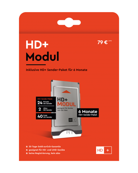 HD+ CI+ Modul für 6 Monate (inkl. HD+ Karte, geeignet für HD und UHD, nur für Satellitenempfang)